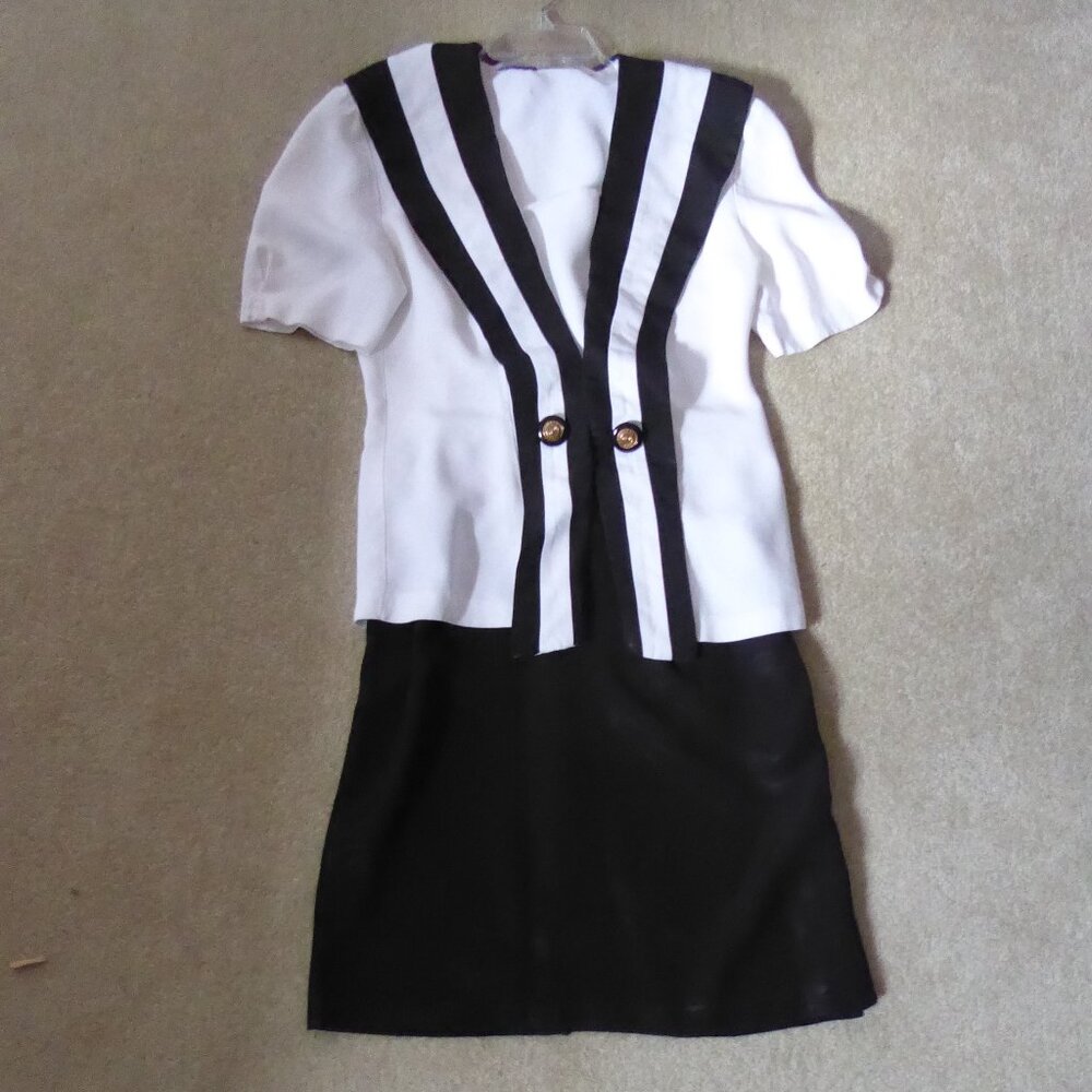 Classy Black & White Jacket and Skirt